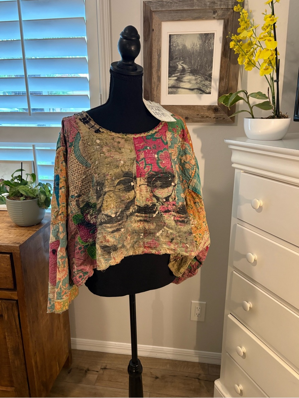 Magnolia Pearl NWT Quilted Bapu Poncho Top in Madras Floral, OS